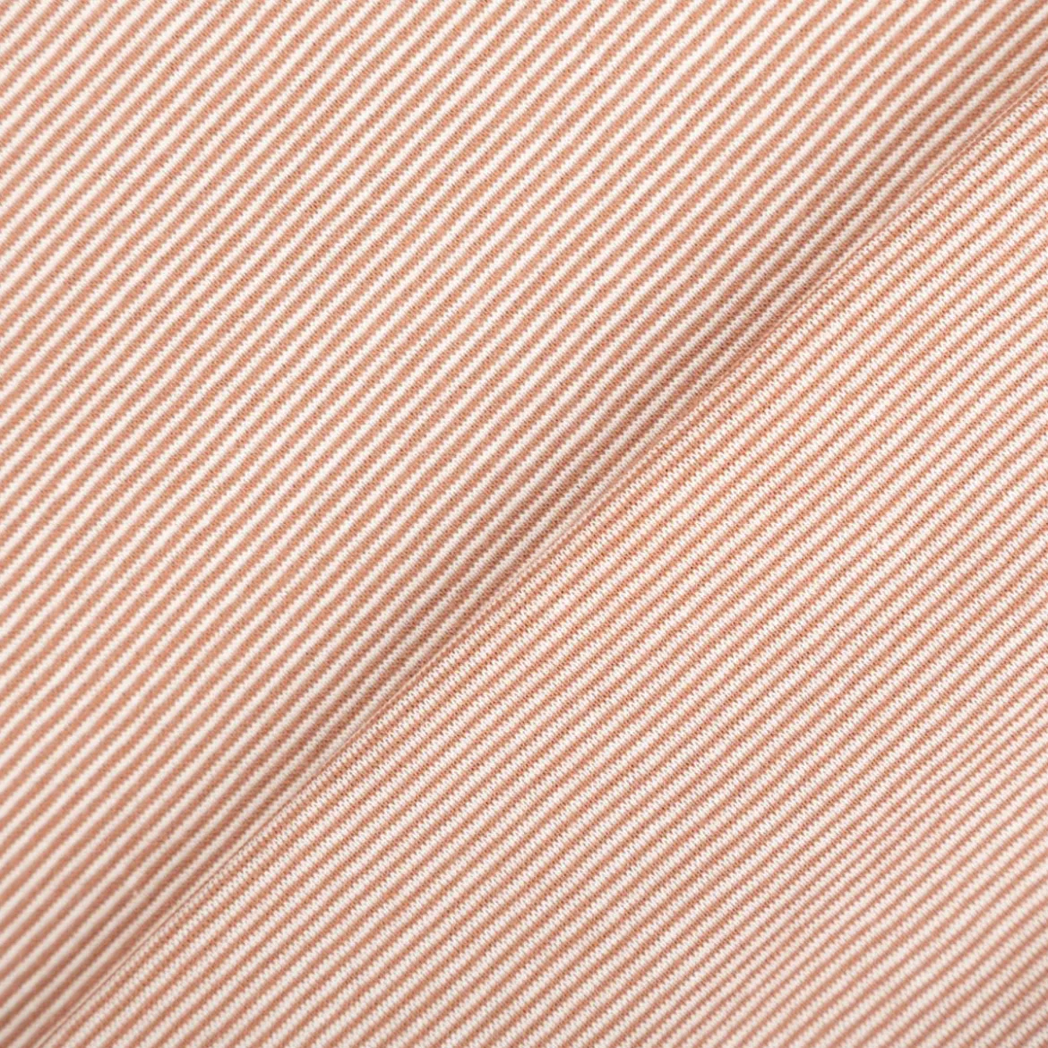 Bündchenstoff Baumwolle Yarn Dyed Streifen fein weiß camel 35cm Breite