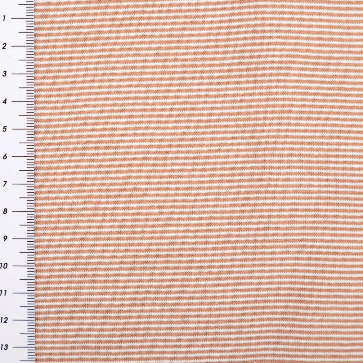 Bündchenstoff Baumwolle Yarn Dyed Streifen fein weiß camel 35cm Breite