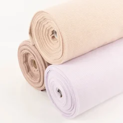Bündchenstoff Baumwolle Yarn Dyed Streifen fein weiß nude 35cm Breite
