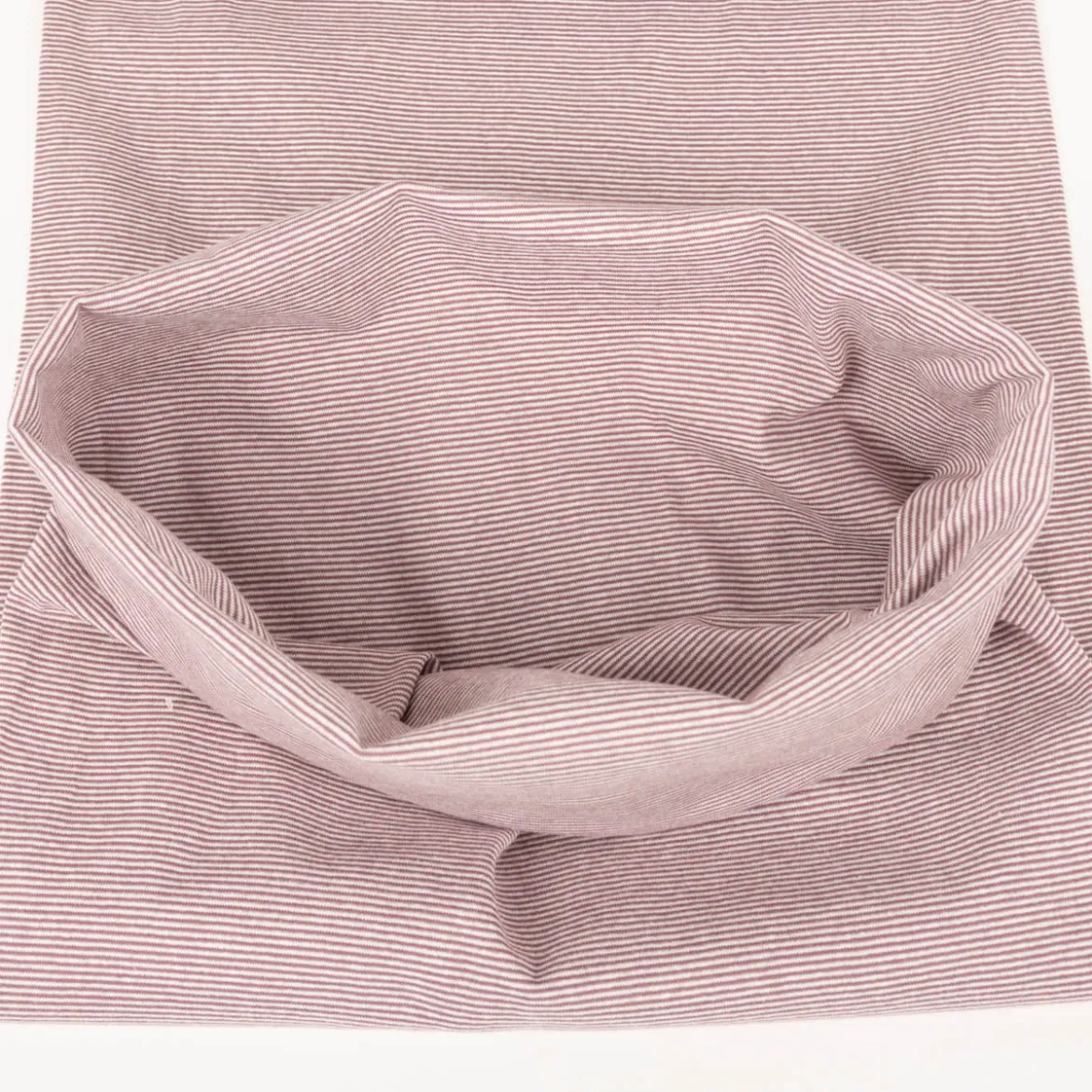 Bündchenstoff Baumwolle Yarn Dyed Streifen fein weiß mauve 35cm Breite
