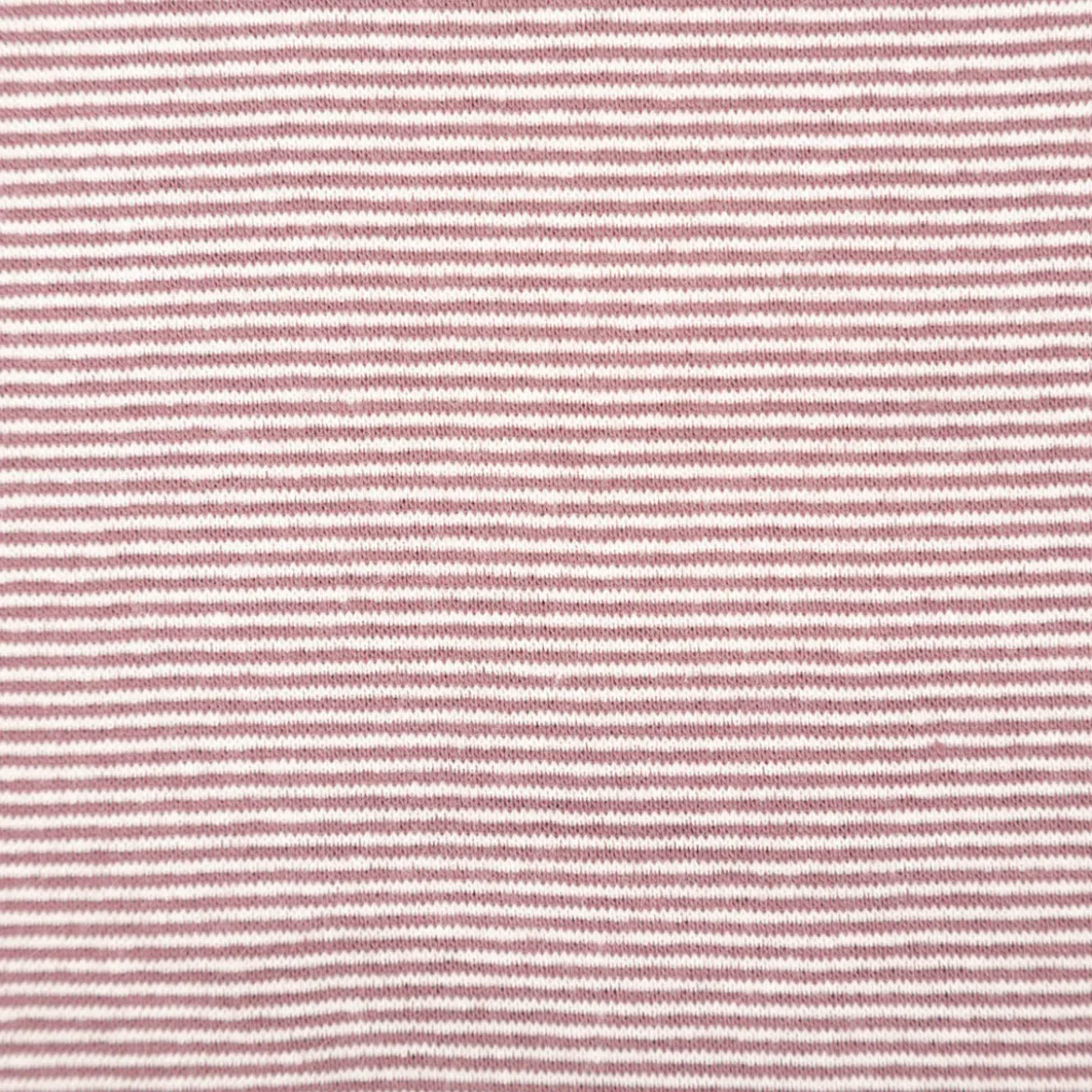 Bündchenstoff Baumwolle Yarn Dyed Streifen fein weiß mauve 35cm Breite