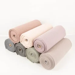 Bündchenstoff Baumwolle Yarn Dyed Streifen fein weiß mauve 35cm Breite