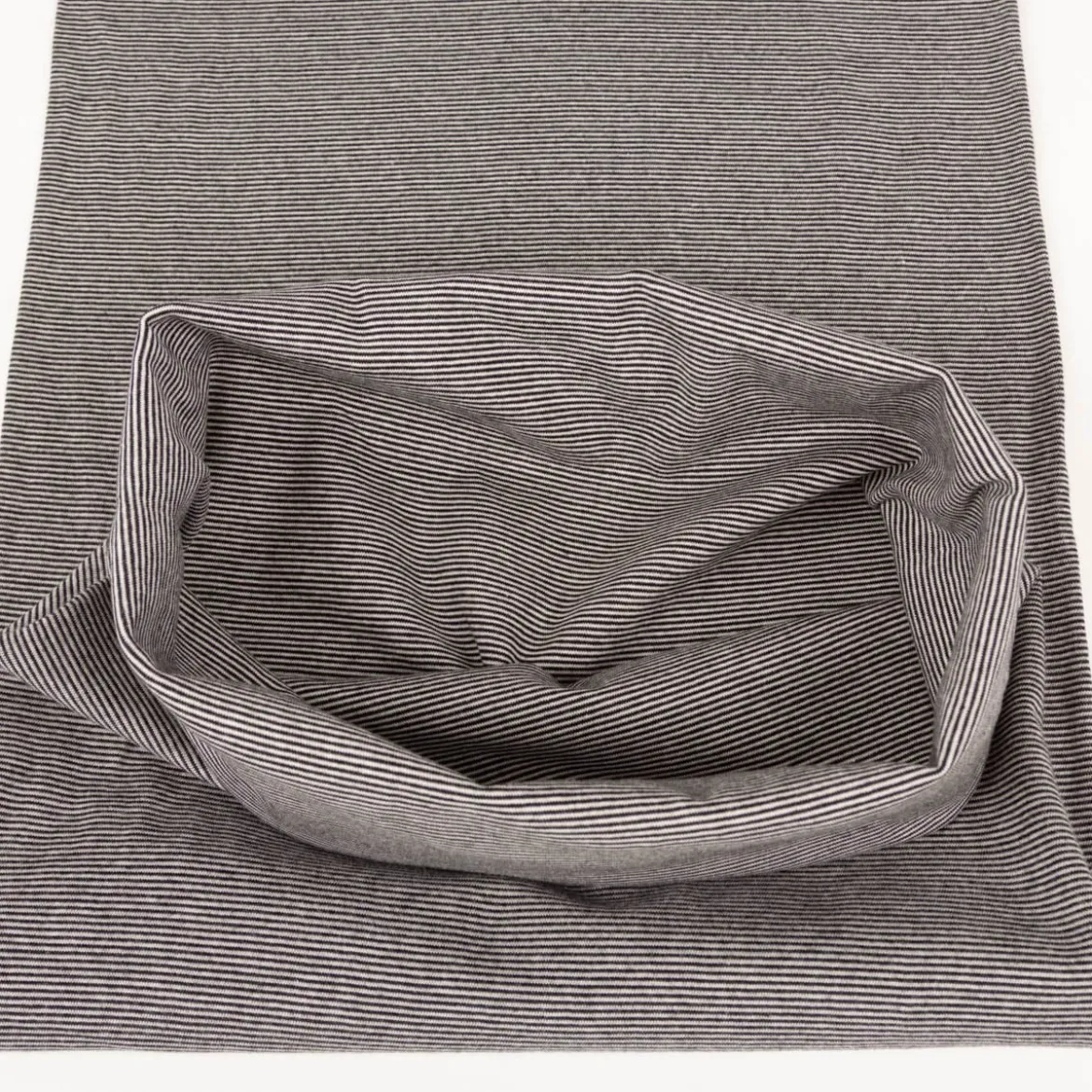 Bündchenstoff Baumwolle Yarn Dyed Streifen fein weiß schwarz 35cm Breite