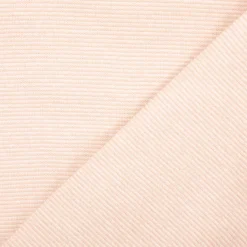 Bündchenstoff Baumwolle Yarn Dyed Streifen fein weiß lachs 35cm Breite