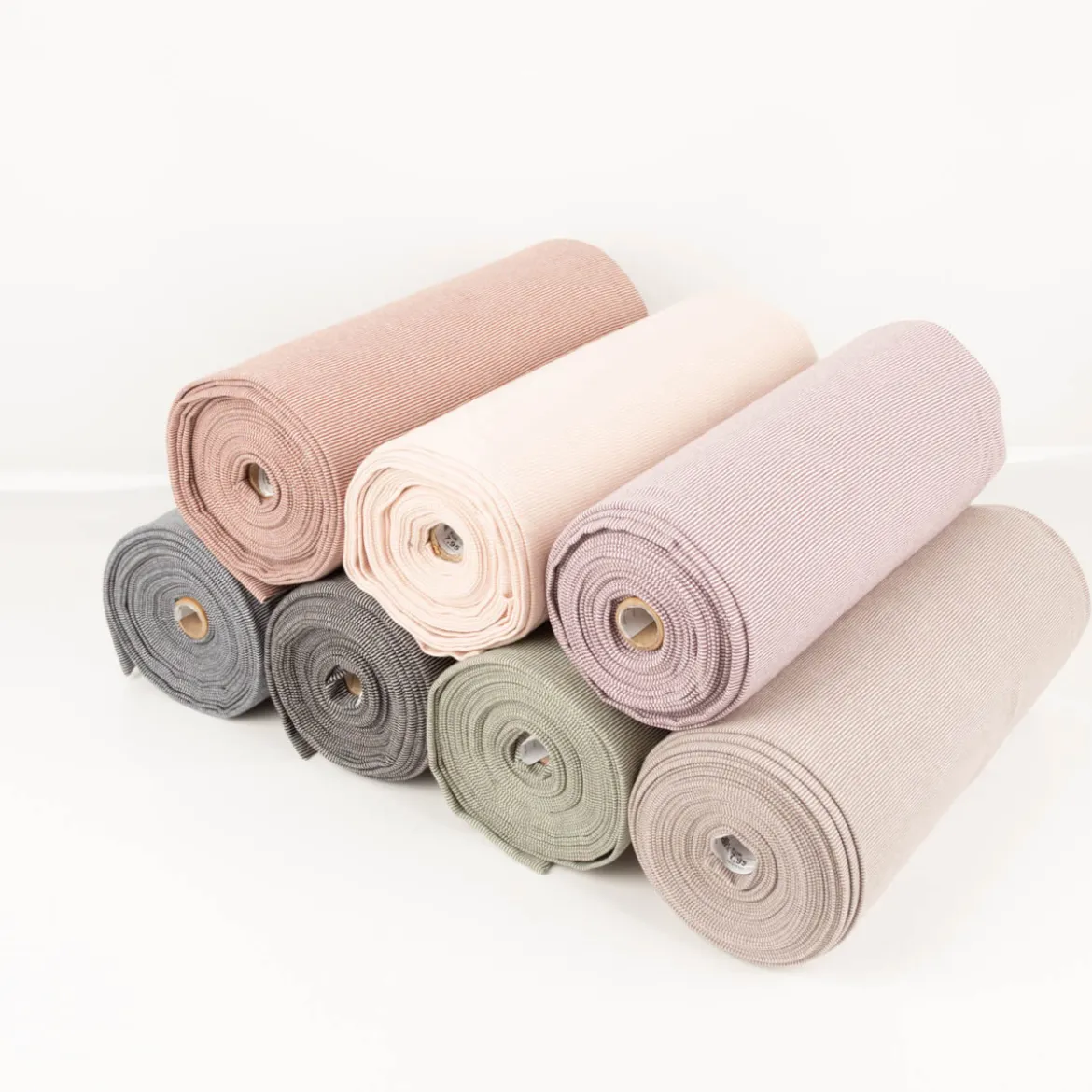 Bündchenstoff Baumwolle Yarn Dyed Streifen fein weiß marine 35cm Breite