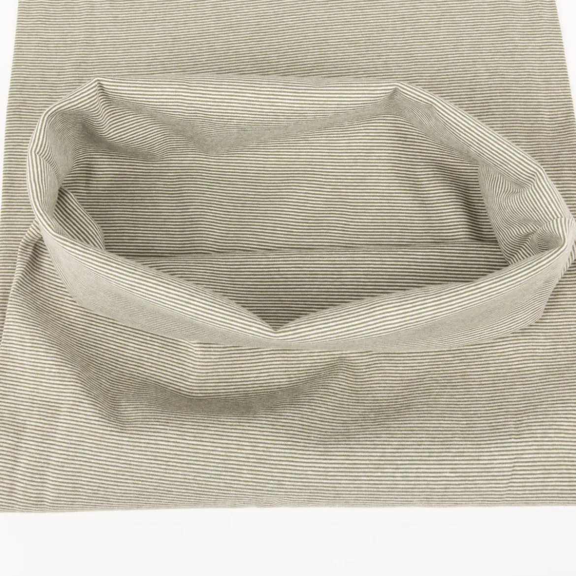 Bündchenstoff Baumwolle Yarn Dyed Streifen fein weiß tannengrün 35cm Breite