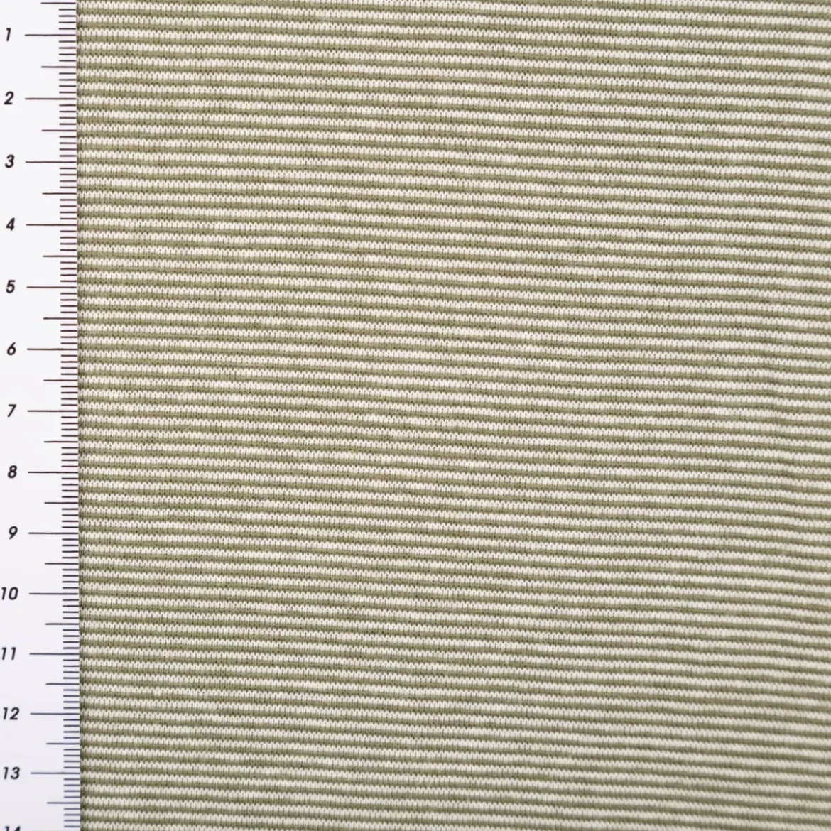 Bündchenstoff Baumwolle Yarn Dyed Streifen fein weiß tannengrün 35cm Breite