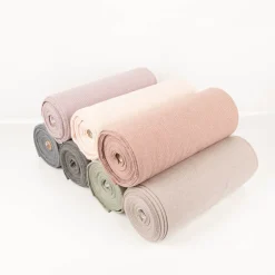 Bündchenstoff Baumwolle Yarn Dyed Streifen fein weiß braun-taupe 35cm Breite