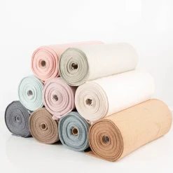 Bündchenstoff Baumwolle Yarn Dyed Streifen fein weiß olivgrün 35cm Breite