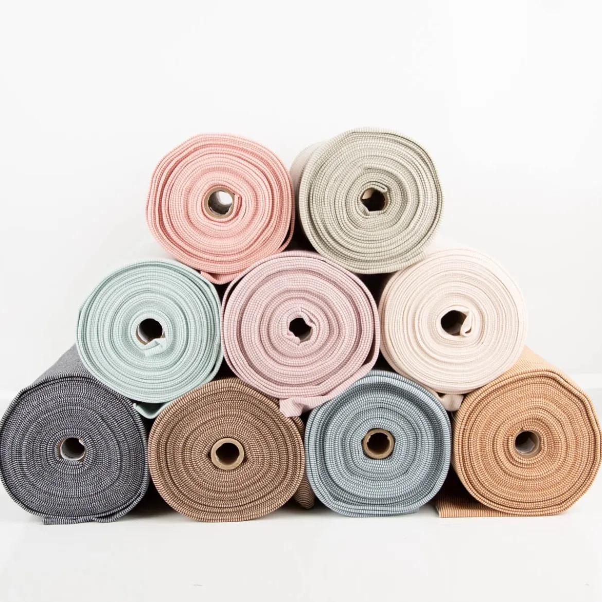 Bündchenstoff Baumwolle Yarn Dyed Streifen fein weiß olivgrün 35cm Breite