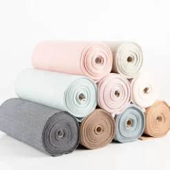 Bündchenstoff Baumwolle Yarn Dyed Streifen fein weiß olivgrün 35cm Breite