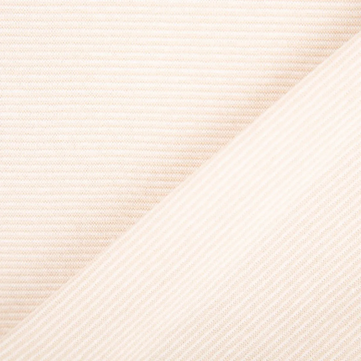 Bündchenstoff Baumwolle Yarn Dyed Streifen fein weiß beige 35cm Breite