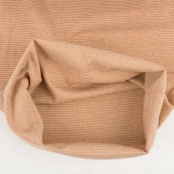 Bündchenstoff Baumwolle Yarn Dyed Streifen fein weiß karamell 35cm Breite