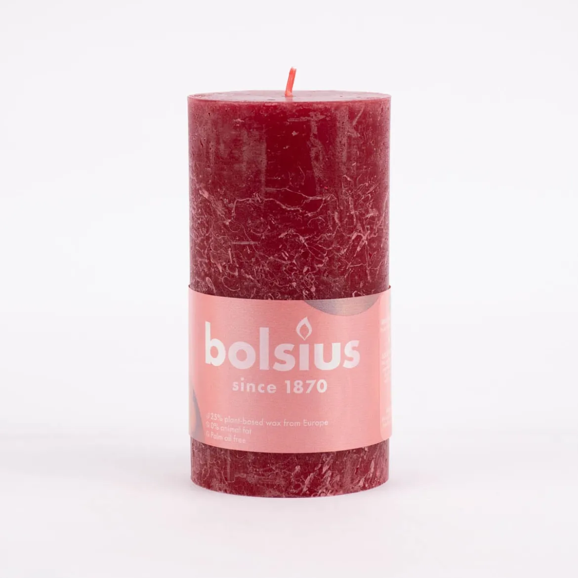 Bolsius Stumpenkerze Rustik velvet red 7x13cm