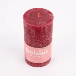 Bolsius Stumpenkerze Rustik velvet red 7x13cm