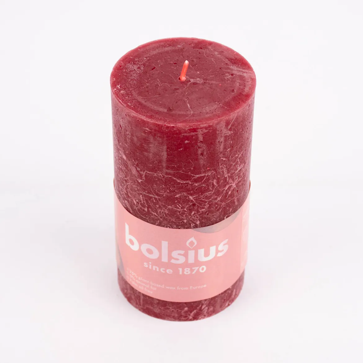 Bolsius Stumpenkerze Rustik velvet red 7x13cm