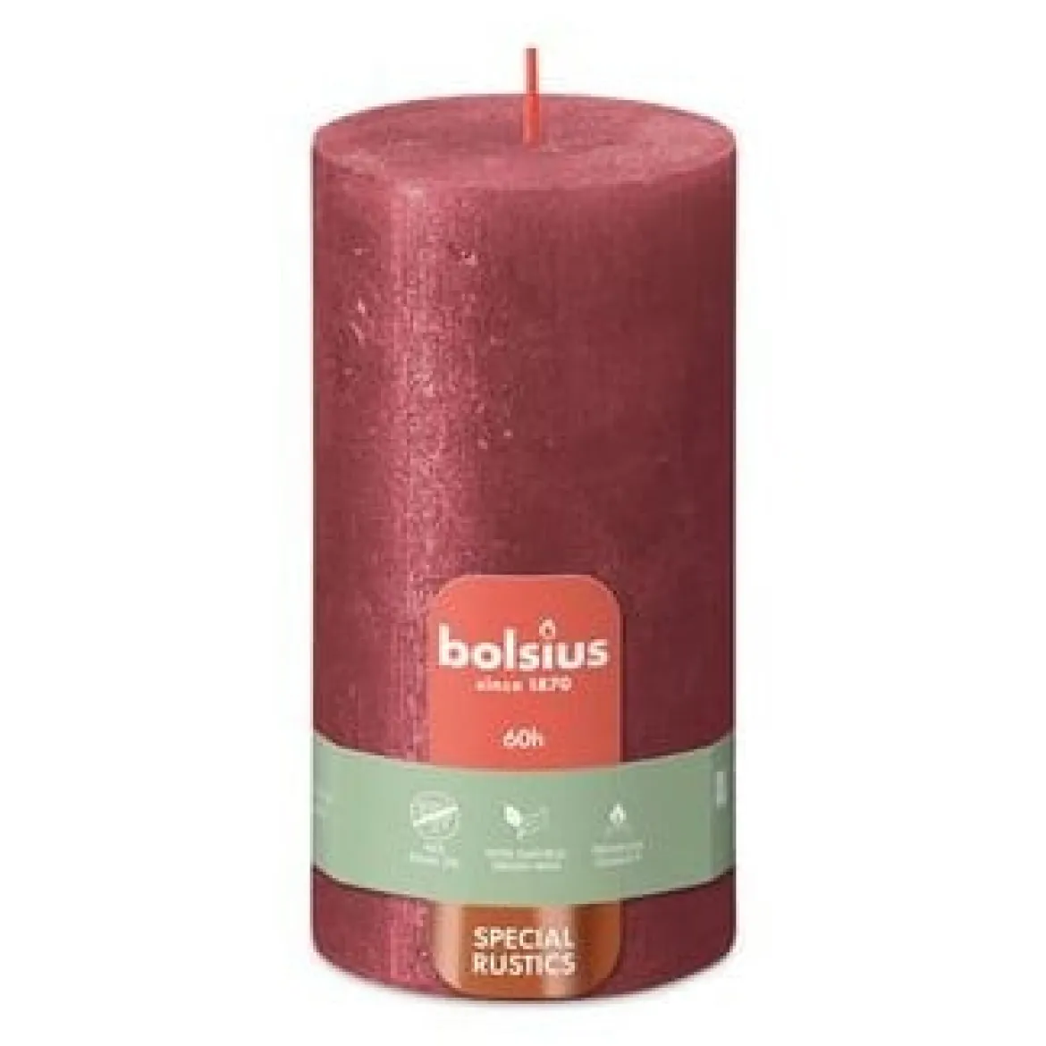 Bolsius Stumpenkerze Shimmer Rustik rot 7x13cm
