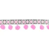 Bommelborte mit Webband Jacquard neon pink weiß schwarz Breite: 3cm