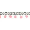 Bommelborte mit Webband Jacquard rosa weiß schwarz Breite: 3cm