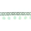 Bommelborte mit Webband Jacquard mint weiß schwarz Breite: 3cm