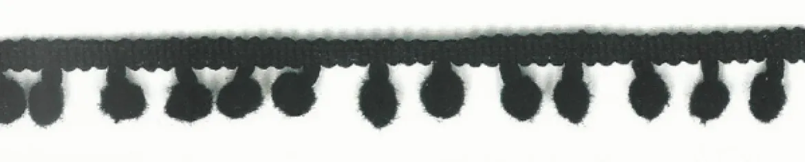 Bommelborte PomPom Borte Zierband schwarz Breite: 0,5cm