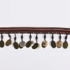 Borte Band Webband mit Holz Perlen und Blättchen Perlmutt Optik Breite: 5cm