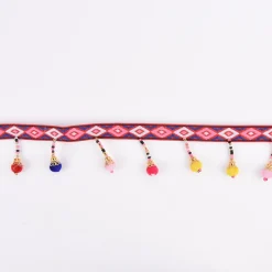 Borte Band Webband mit Perlen und Bommel Breite: 4cm