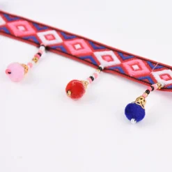 Borte Band Webband mit Perlen und Bommel Breite: 4cm