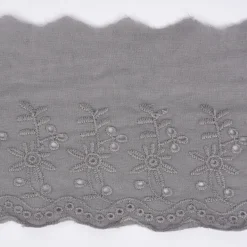Borte Baumwolle mit Lochstickerei grau Breite: 9cm