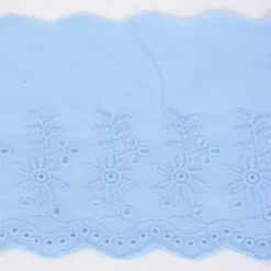 Borte Baumwolle mit Lochstickerei blau Breite: 9cm