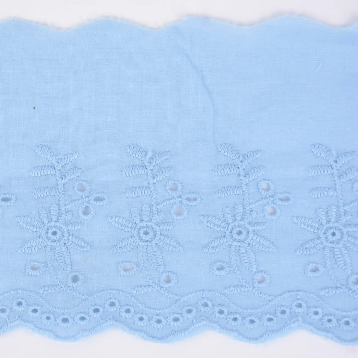 Borte Baumwolle mit Lochstickerei blau Breite: 9cm