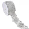 Borte bestickt Blumen Perlen Pailletten weiß silber 7,5cm Breite