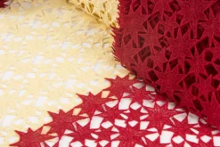 Borte Spitzenborte Tischläufer Sterne rot Meterware Breite 40cm