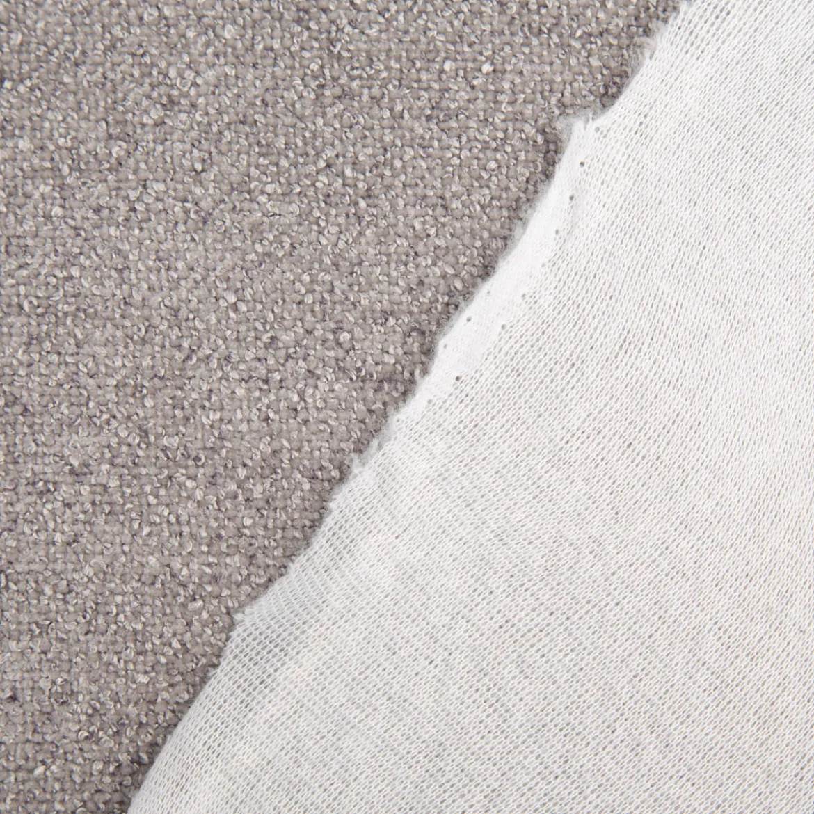 Boucle Polsterstoff mit Fleckschutz Petproof Doha uni grau 1,45m Breite