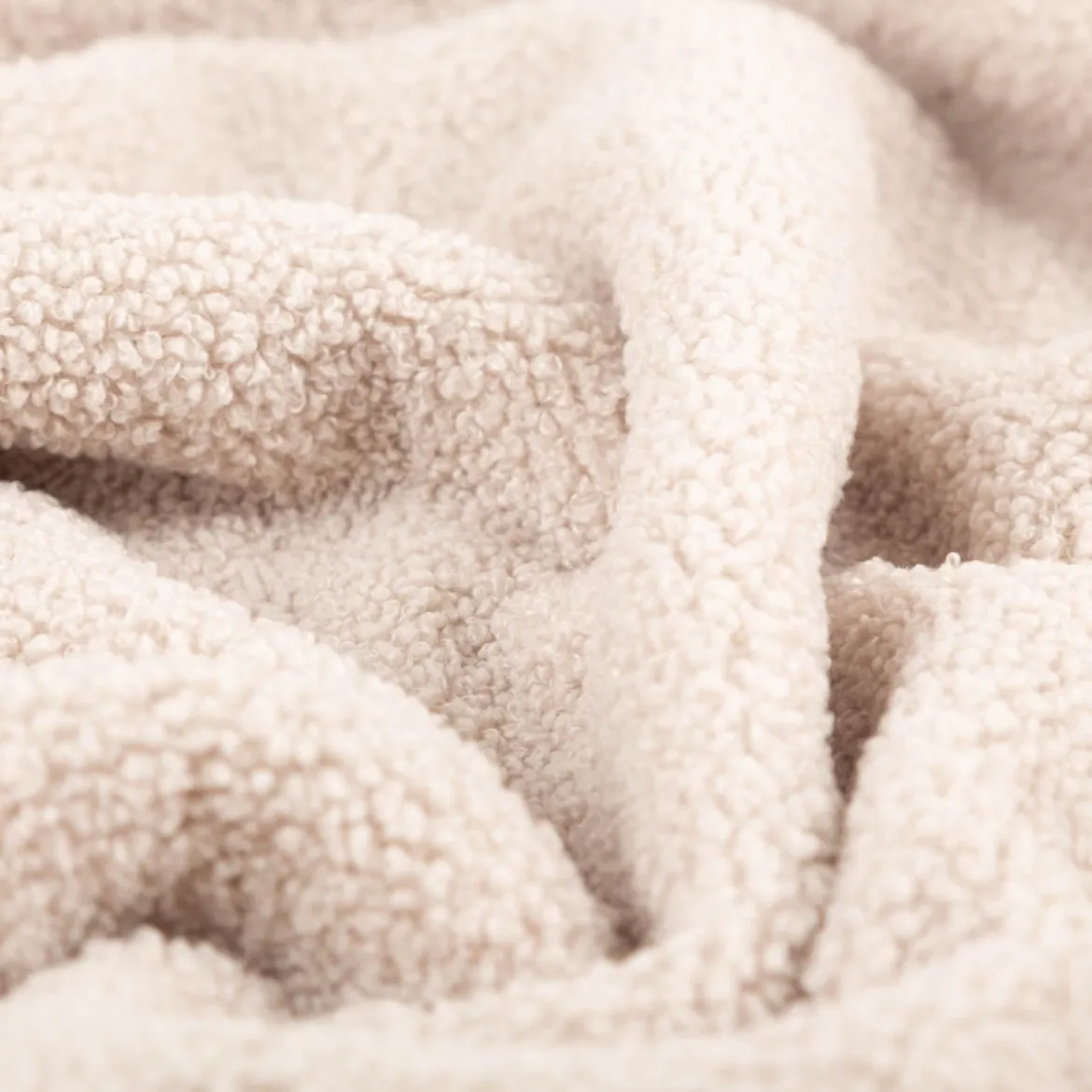 Boucle Stoff Teddystoff Kunstfell Teddy Fur uni beige-grau 1,5m Breite