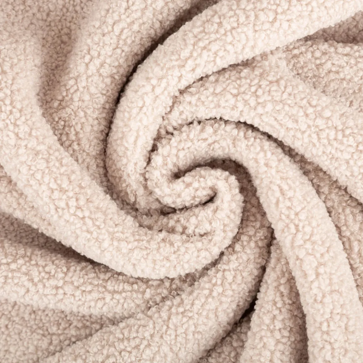 Boucle Stoff Teddystoff Kunstfell Teddy Fur uni beige-grau 1,5m Breite