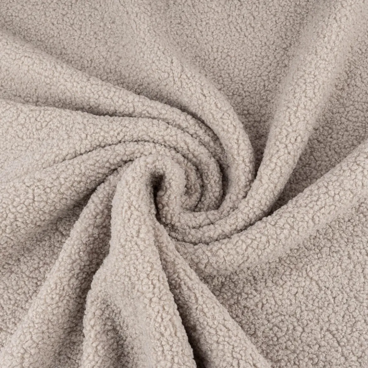 Boucle Stoff Teddystoff Kunstfell Teddy Fur uni beige-grau 1,5m Breite