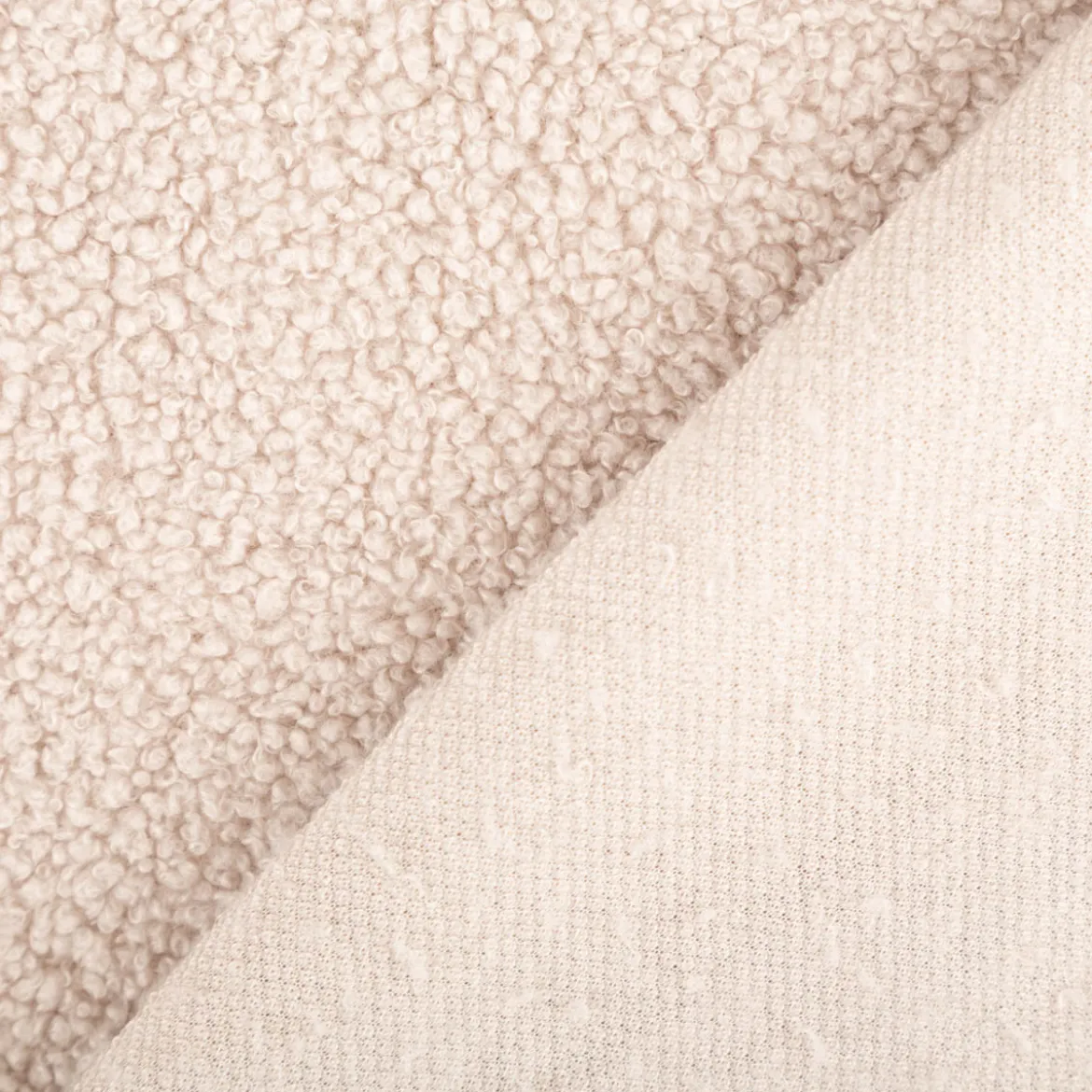 Boucle Stoff Teddystoff Kunstfell Teddy Fur uni beige-grau 1,5m Breite