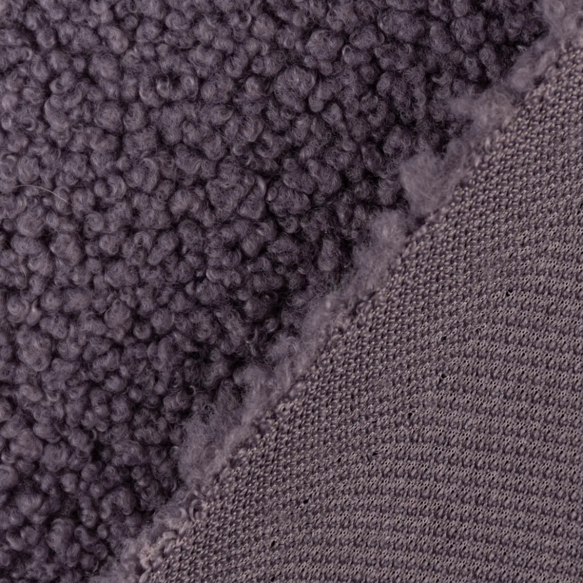 Boucle Stoff Teddystoff Kunstfell Teddy Fur uni llila 1,5m Breite
