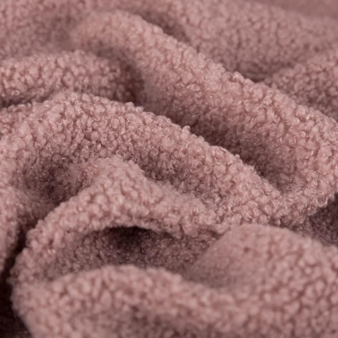 Boucle Stoff Teddystoff Kunstfell Teddy Fur uni Dark Powder Rosa 1,5m Breite
