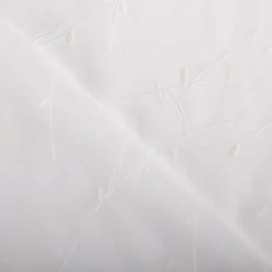 Brautstoff hauchzart transparent mit Blätterstickerei weiß 140cm breit
