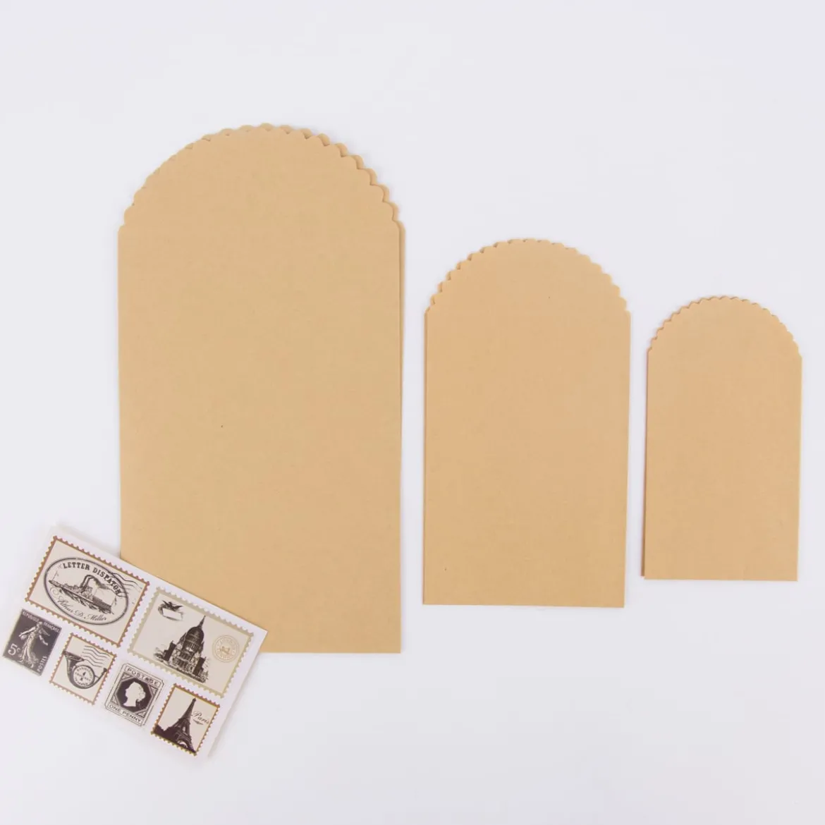 Briefumschlag Set 6 Stück Papier hellbraun versch. Größen