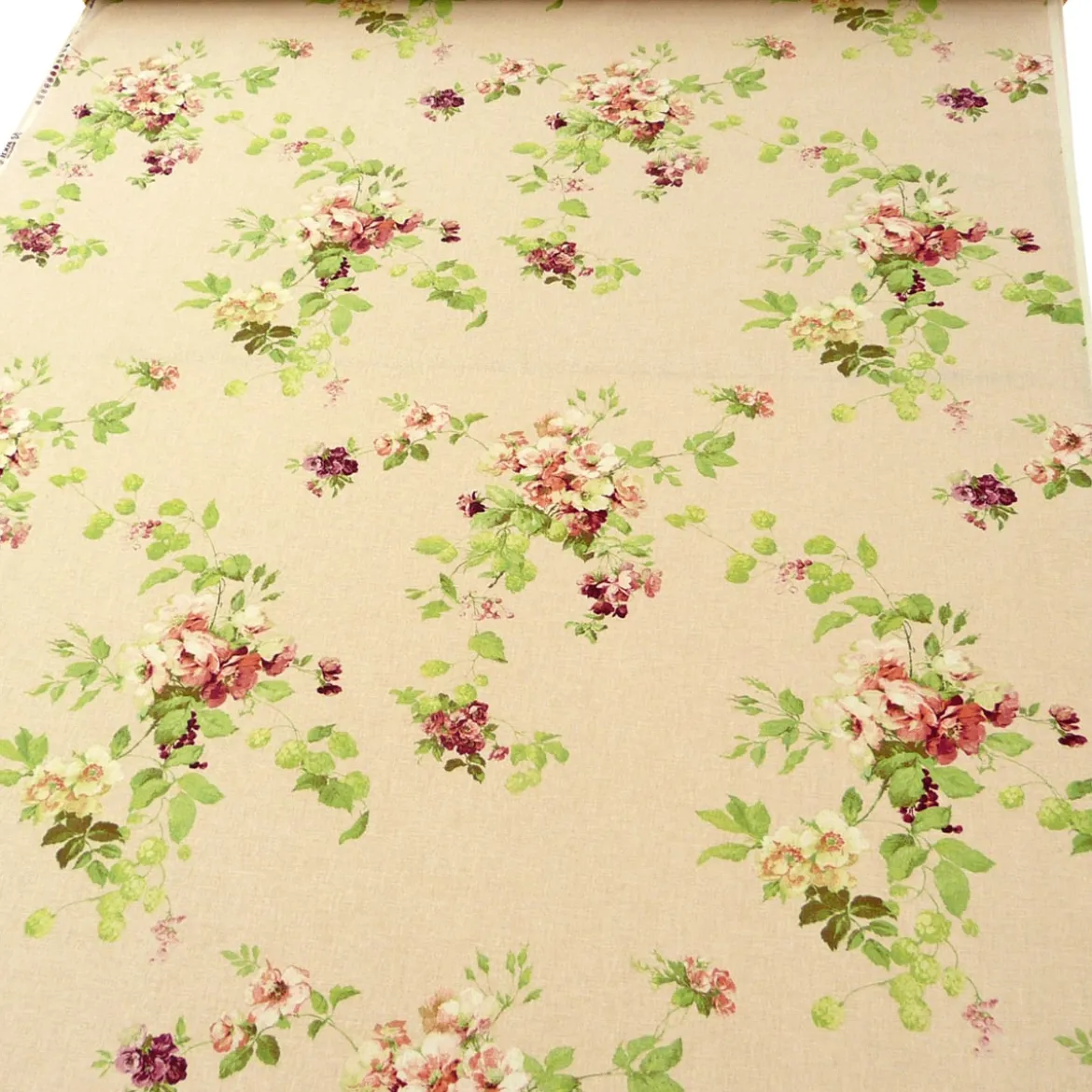 Brigitte von Boch Dekostoff Leinen-Viskose Meterware Fleur de réve Rosen lachs rosa 140cm
