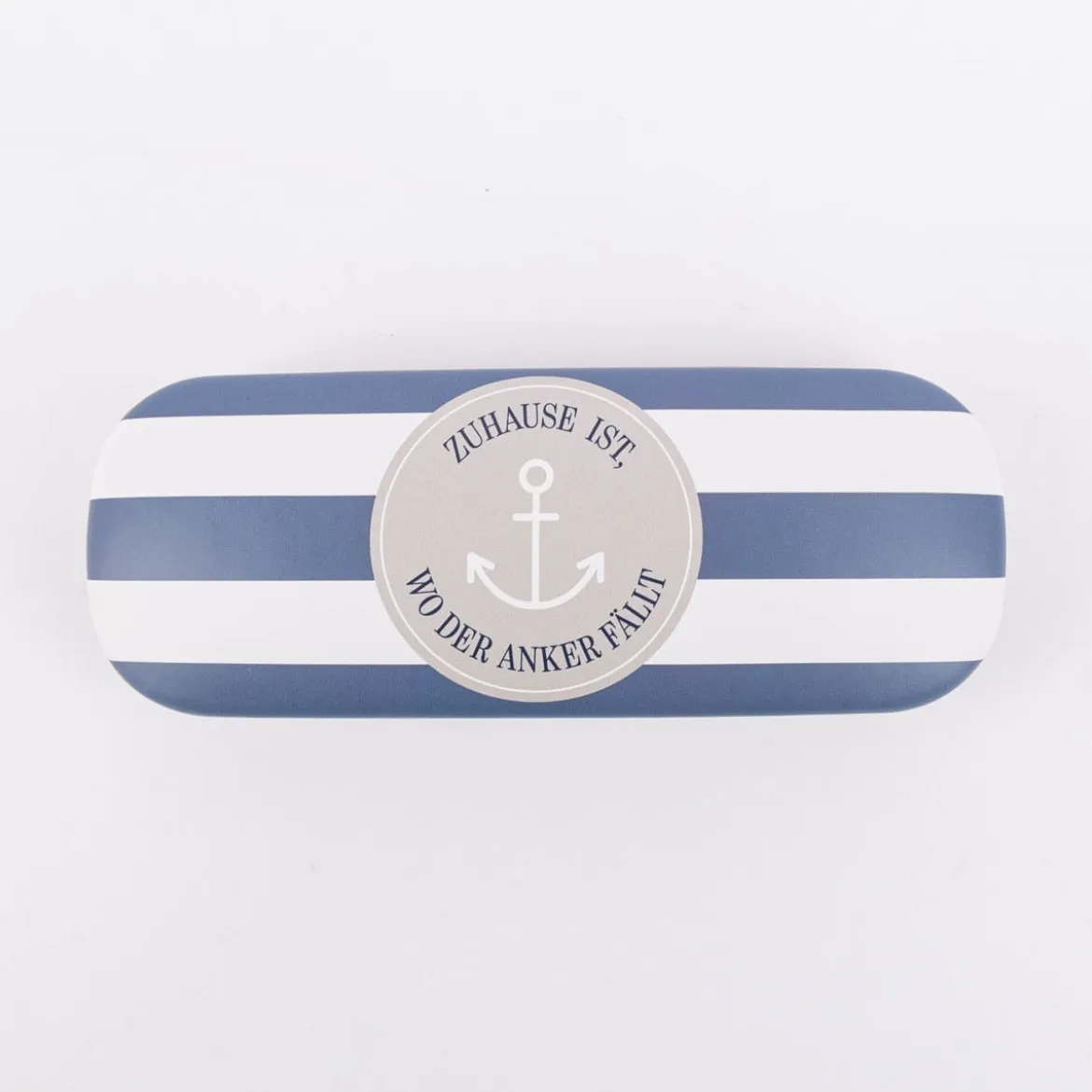Brillenetui aus Kunststoff Zuhause ist wo der Anker fällt Streifen Anker blau weiß beige 16,5x6,5x3,5cm von La Vida
