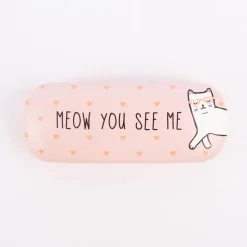 Brillenetui Katze rosa weiß 16x6cm