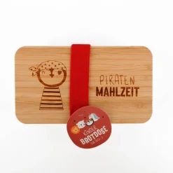 Brotdose Piratenmahlzeit Pinguin natur blau 18x10x5cm von La Vida