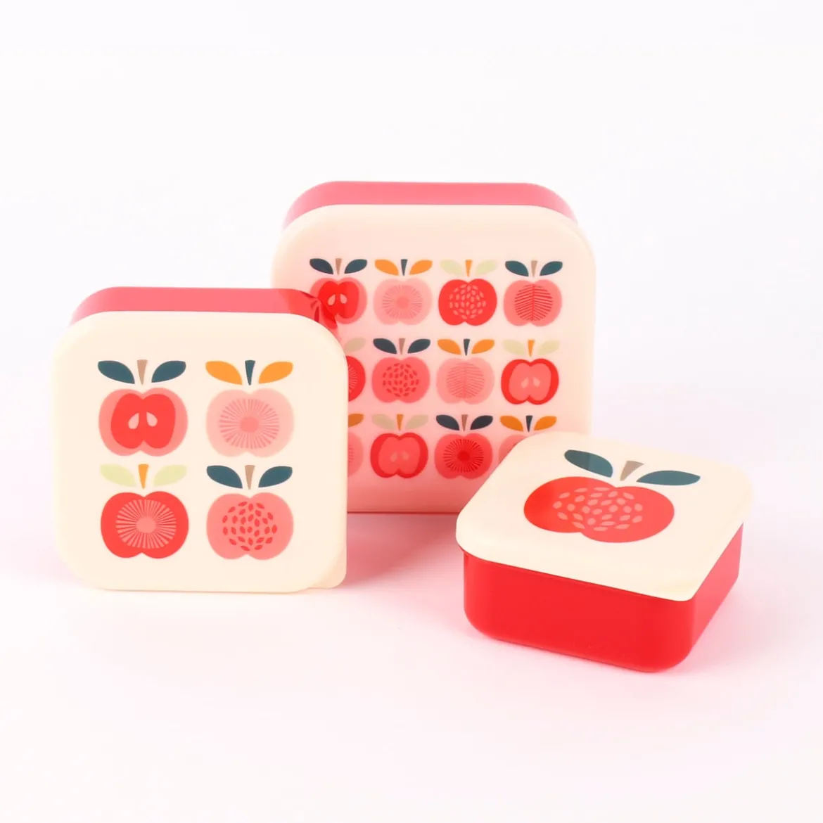 Brotzeit-Dose Apfel 3er Set rot creme 12x5,5cm