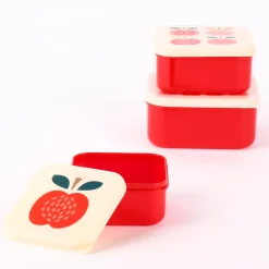 Brotzeit-Dose Apfel 3er Set rot creme 12x5,5cm