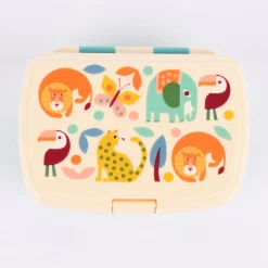 Brotzeit-Dose mit herausnehmbarem Fach Wild Wonders türkis bunt 17,5x13x7cm