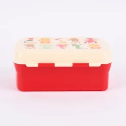 Brotzeit-Dose mit herausnehmbarem Fach exotische Tiere rot bunt 17,5x13x7cm